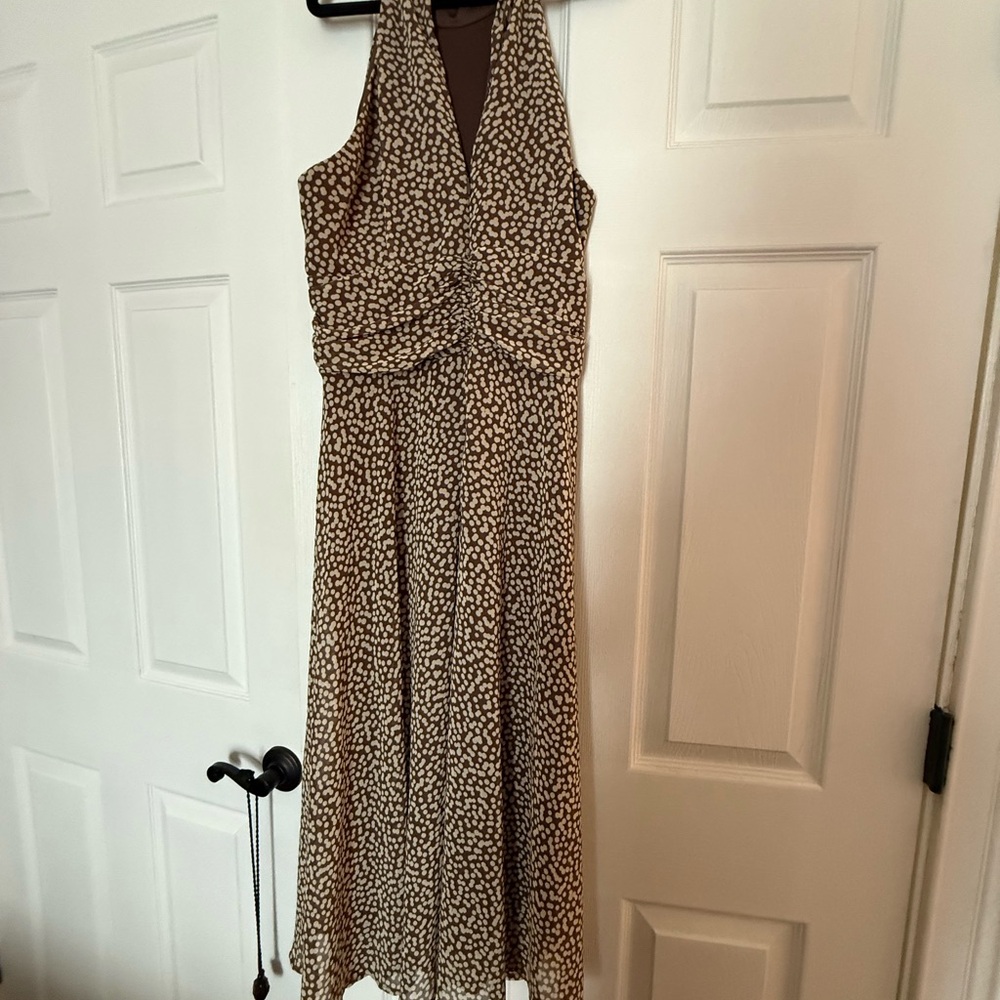Connected Apparel Tan Patterned Backless Dress - image 5